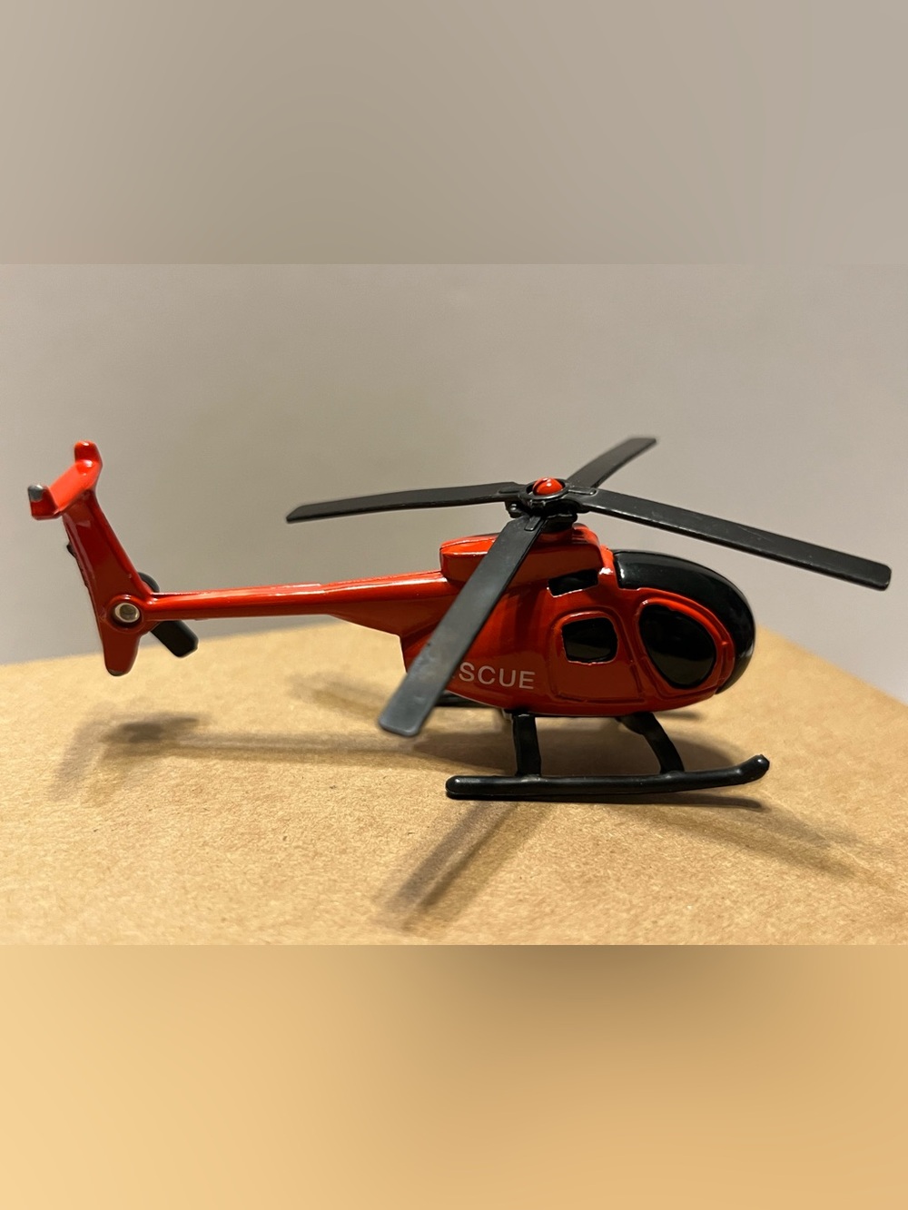 Red Rescue Helicopter Toy Die Cast Metal